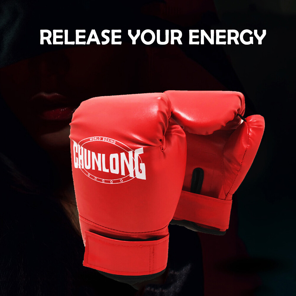 2pcs Muay Thai Karate Punching Gloves PU Leather Boxing Training