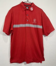 FootJoy Performance Golf Shirt Polo Mens Size Medium Red White TPC Las Vegas