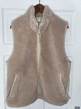 Tna Woolley Sherpa Zip Up Gilet Beige Jacket Women’s Uk Large