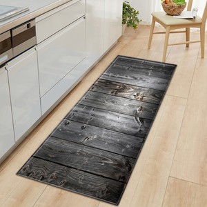 1x Wood Grain Floor Mat Kitchen Room Non Slip Pad For Door