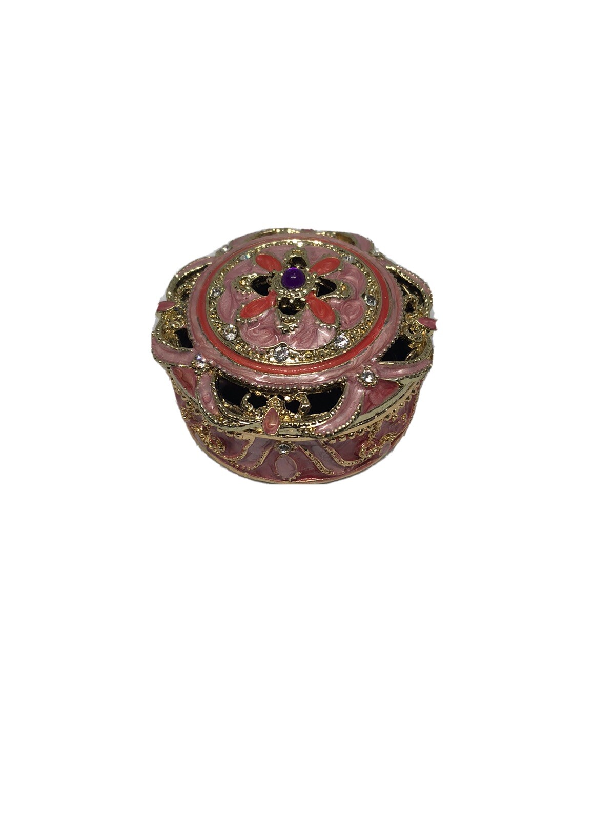 Hand Painted Jewelry Box with Crystals and Intricate Detail #17-image