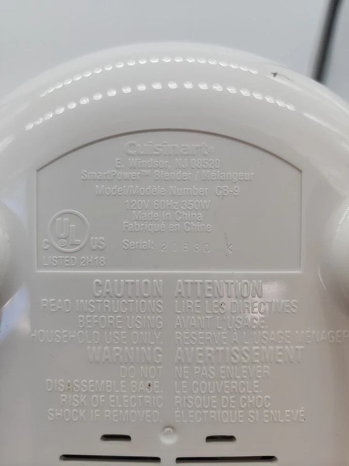 Cuisinart CB-9 Smart Power 5 Speed Electronic Blender Motor Only Tested Replace - image 4 of 4