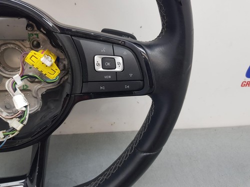 VOLKSWAGEN GOLF MK7 BLACK LEATHER STEERING WHEEL R TYPE GEN 7, 02/17-08/20 - Picture 2 of 5