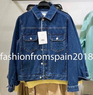 ZARA NEW MAN DENIM JACKET WITH POCKETS MID-BLUE S,M,L 5585/411/427