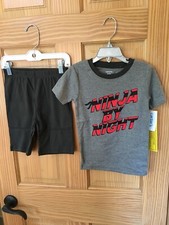 New Carter's Boys Ninja Pajama set Shorts Snug Fit Gray many sizes