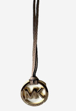 NEW Michael Kors MK Logo Light beige Charm on Leather Strap/Handbag Fob