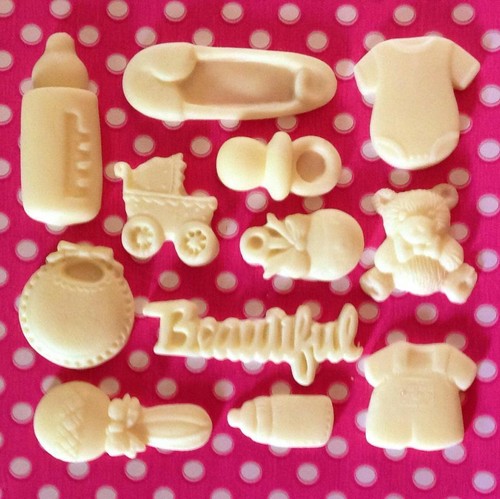 Edible BABY BOY GIRL SHOWER CHRISTENING Cake Decorations Fondant Cupcake Toppers - Picture 9 of 16