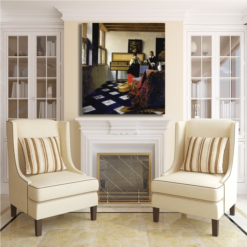 Vermeer lezione di musica design quadro stampa tela dipinto telaio arredo casa - Picture 2 of 4