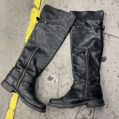 Frye Boots Black Calf High Pebble Leather Lined US Sz 7.5b