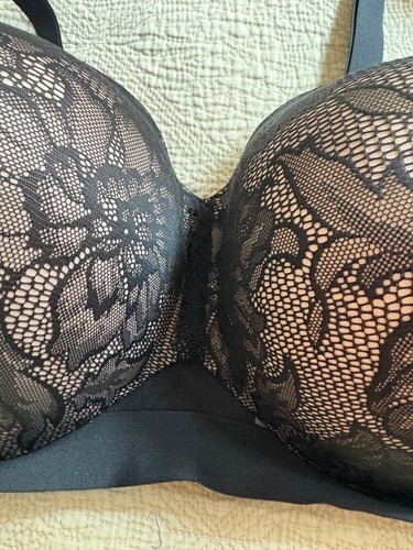 .Comfort Bliss Strapless/Convertible Black Lace Bra Cacique 44H - Picture 6 of 7