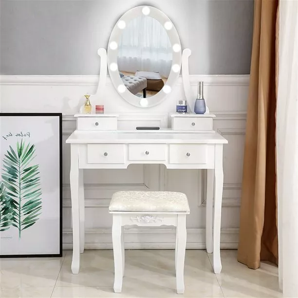 Dressing Tables With Mirror Lights Sets