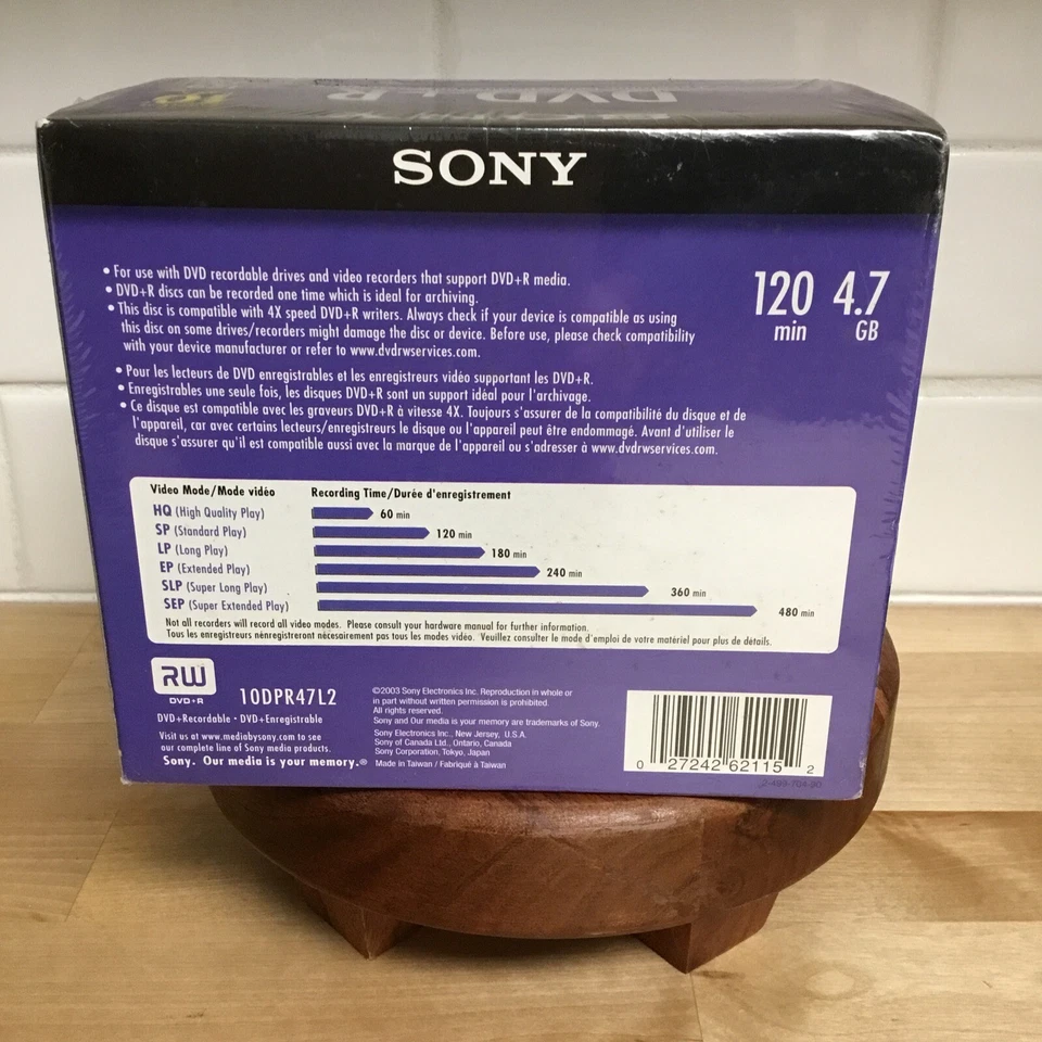 Sony DVD+R 1x - 16x Recordable 120 minute 4.7GB 10DPR47R4 10 Pack Dvd Sealed Pkg - Image 2 of 4