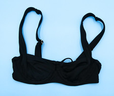 Victorias Secret 32C Black Cutout Push Up Underwired Wide Strap Bikini Top Swim