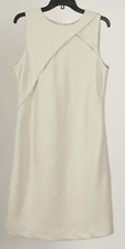 Banana Republic Women’s Dress 12 Gray A Line Silver Sleeveless Lined Striped