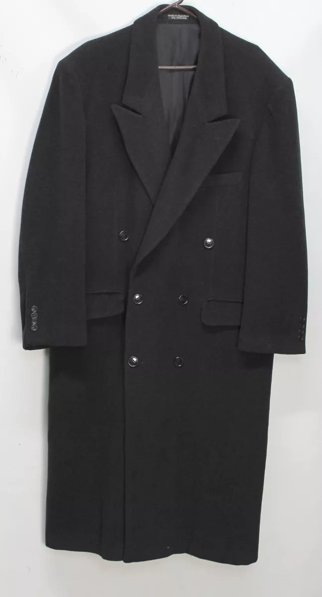 Zilos George Machado Men's Trench Coat Cashmere Blend Lined Black Size 42.