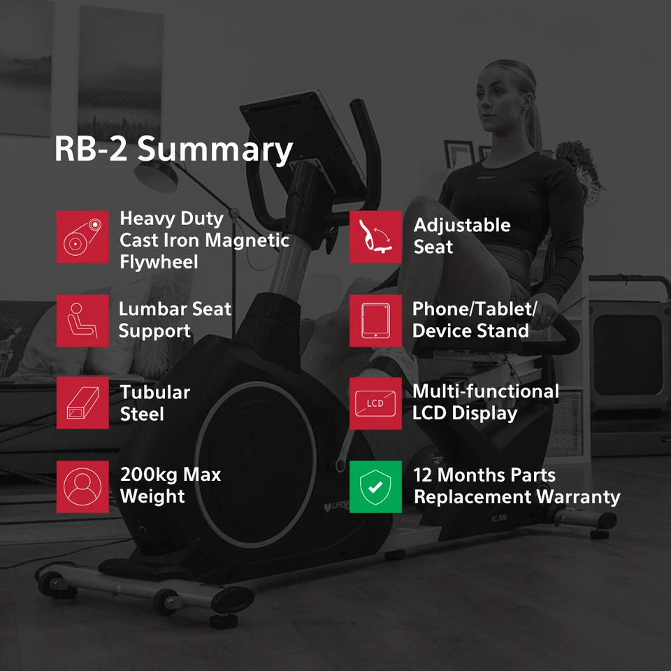 Recumbent Magnetic Exercise Bike Lifespan 200 KG Max User Weight - image 2 of 4