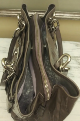 Coach Grey Triple Compartment Patent Leather Shoulder/Tote Bag | eBay