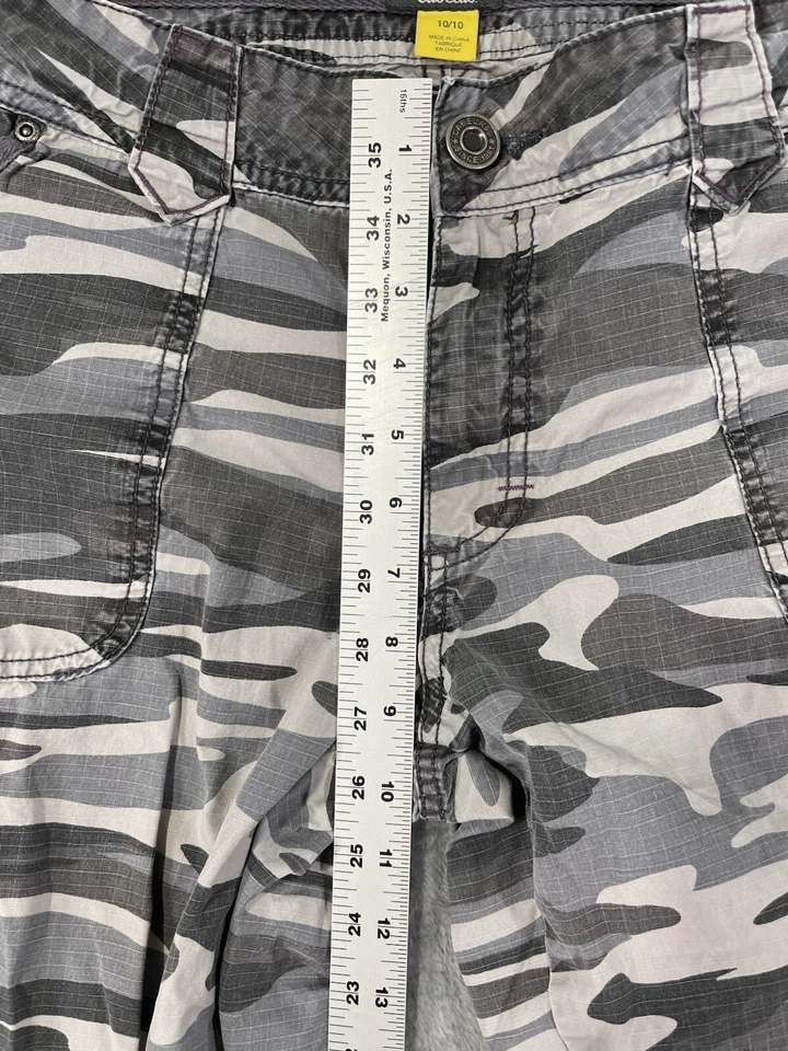 Calça Cabelas Cargo Feminina 10 Cinza Camuflagem Caça Ao Ar Livre Baggy Cintura Média Reta - Imagem 4 de 4