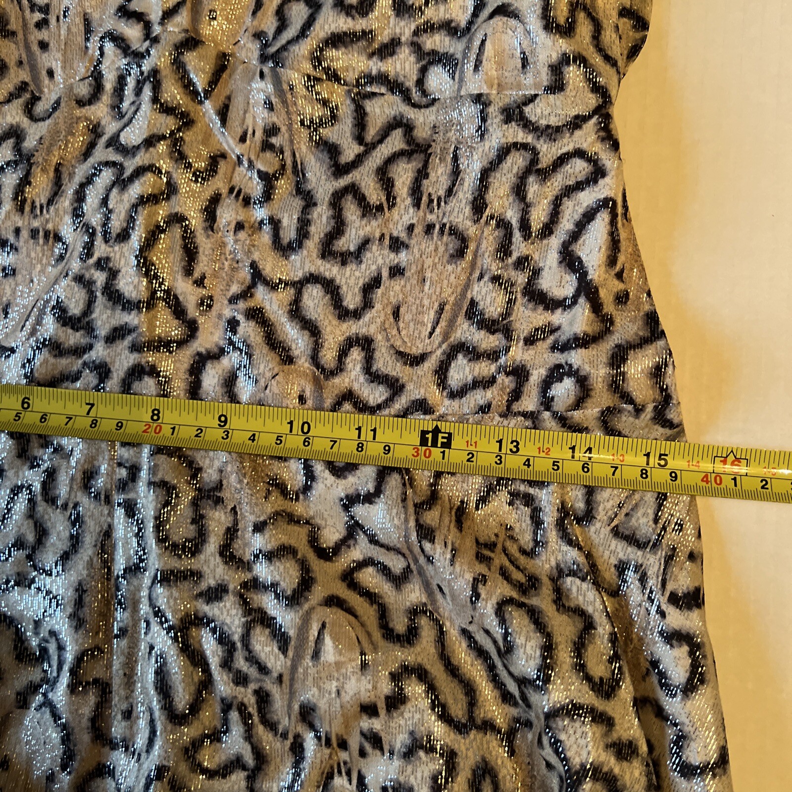 H&M Conscious 2 Midi Dress Light Beige Metallic Patterned Silk Blend Sleeveless  thumbnail 8