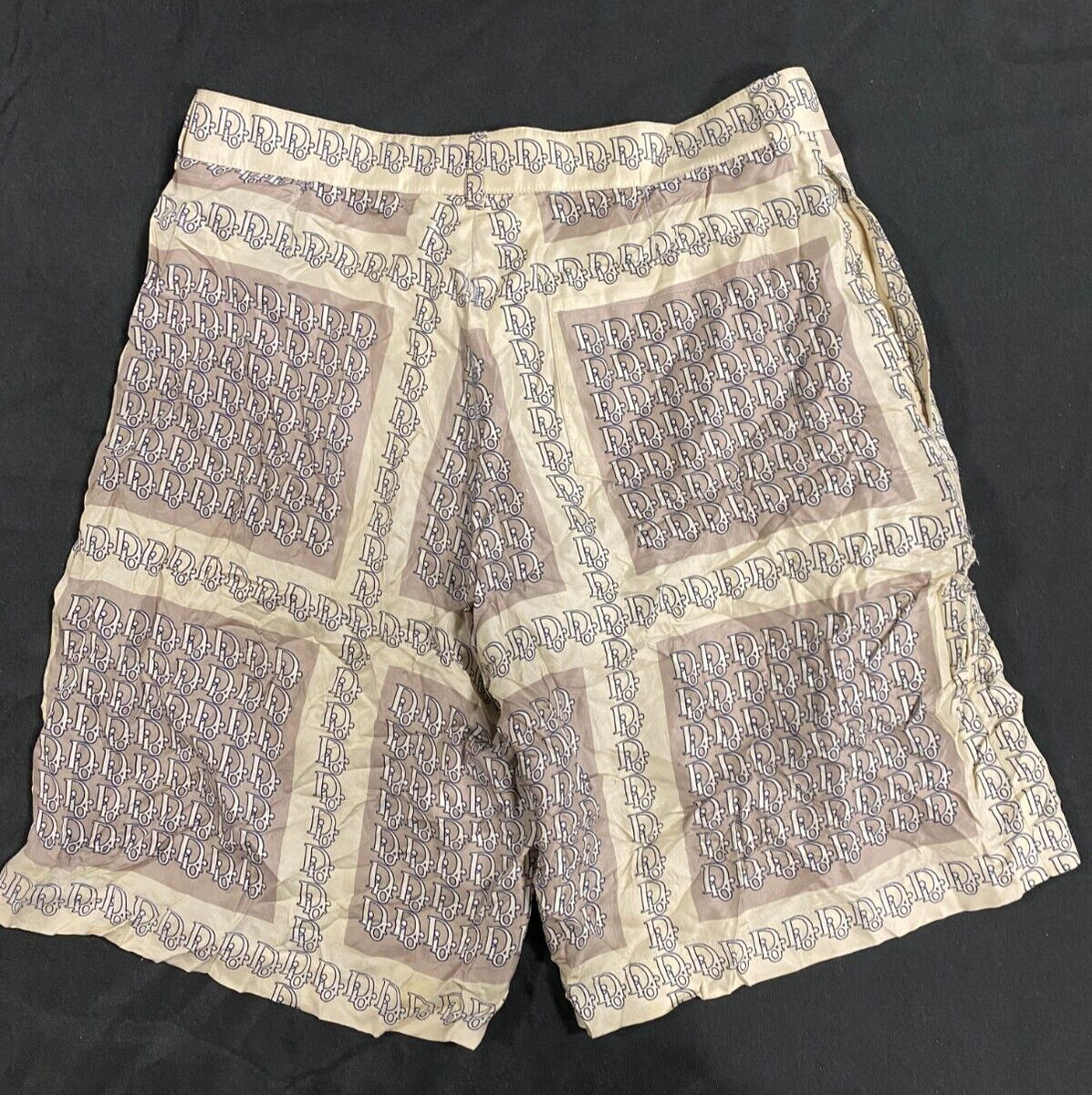 90s Christian Dior シルク　ショーツ　ショートパンツ　XL Vintage Dior Official Light Grey Tan Size 46 Shorts Made