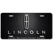Lincoln Logo Inspired Art on Black Mesh FLAT Aluminum Novelty License Tag Plate