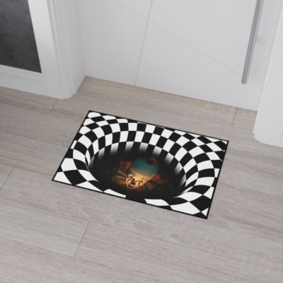 Halloween Pennywise 3D Vortex Illusion Heavy Duty Floor Mat Rug Non-slip Decor