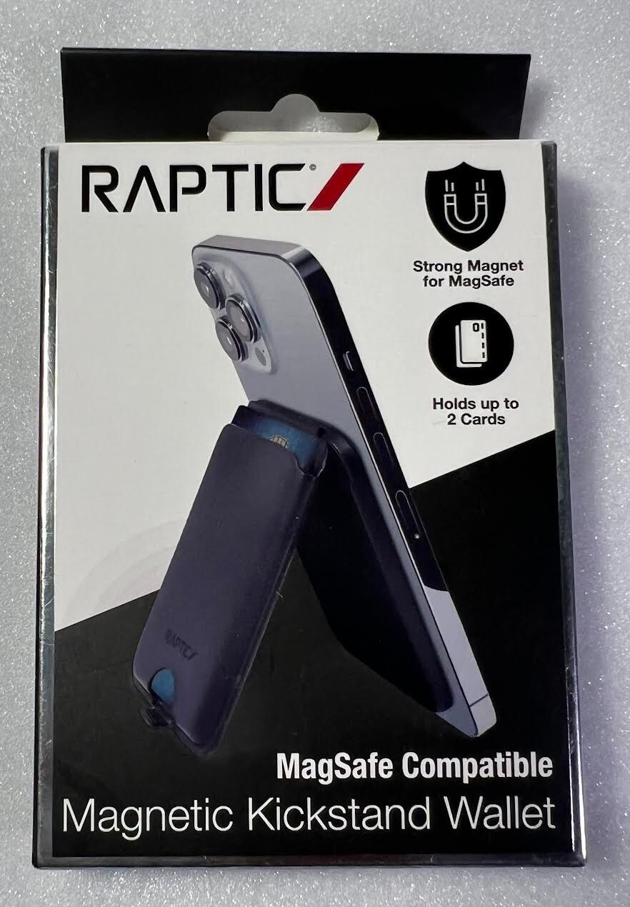 RAPTIC MagSafe Compatible Magnetic Kickstand Wallet, Holds up to 2 Cards