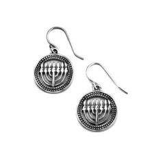 Round Menorah Earrings Sterling Silver by Michael Bromberg