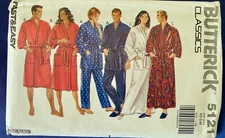 Vintage Butterick Classics Pattern #5121 Factory Folded Sz.XS-S-M unisex Robe,PJ