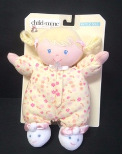 Carters Child Of Mine Blonde Hair Cloth Doll Rattle Bunny