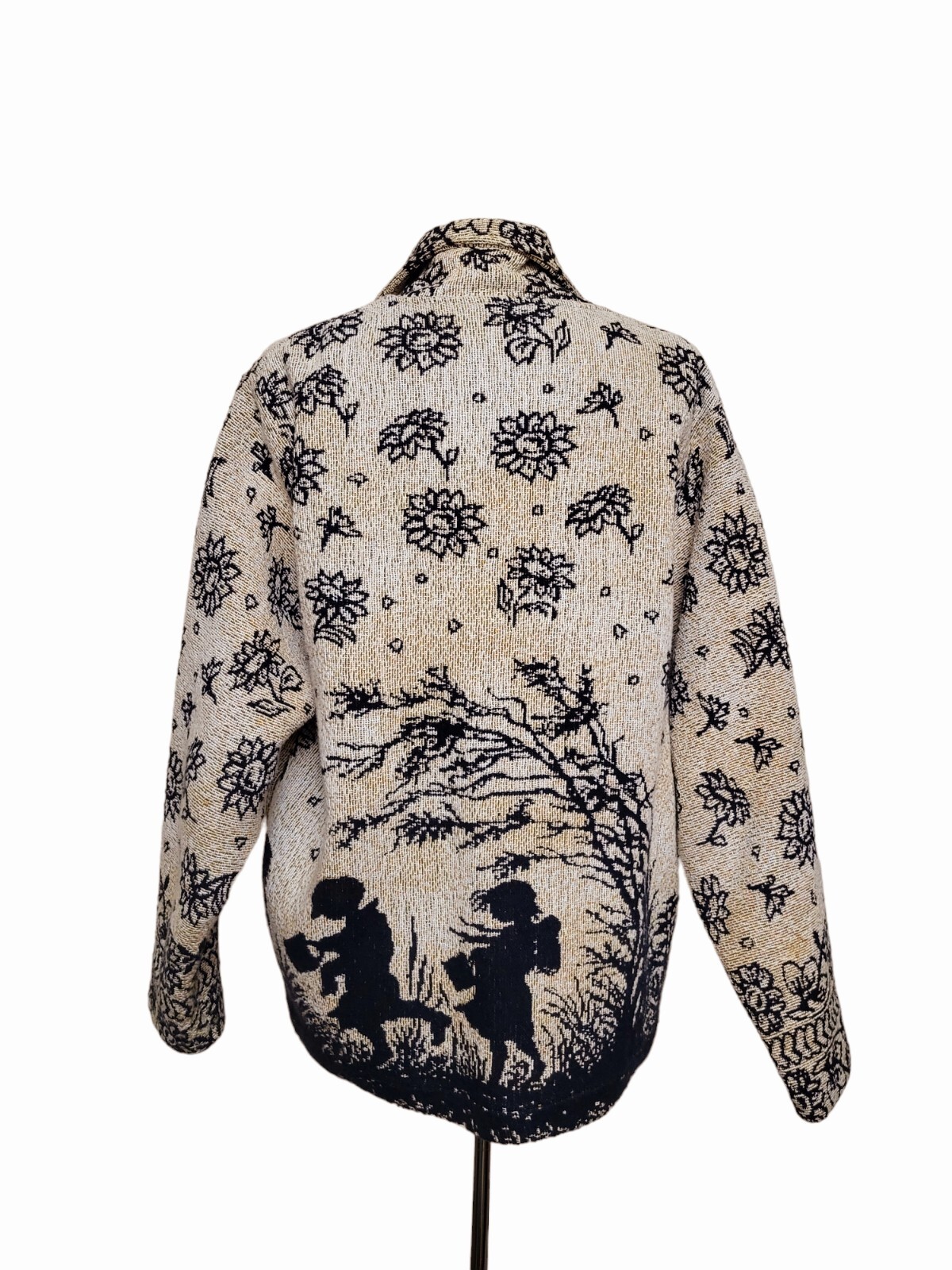 Arazzo pony dipinto con fiori bambini e cuori giacca cappotto donna taglia unica