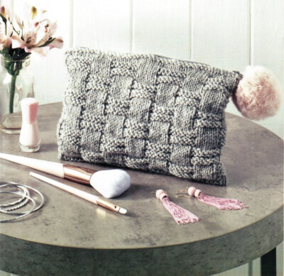 Easy + Quick Knit Kosmetiktasche DK Strickmuster - Größe 20 cm tief 25 cm breit