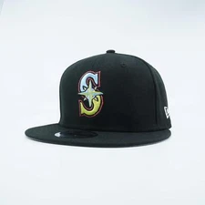 [60303747] Mens New Era MLB SEATTLE MARINERS 950 SNAPBACK 'PINSTRIPES' - BLACK