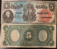Reproduction $5 US Note 1869 Jackson “Rainbow Note” Currency Copy Read Below