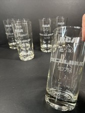 Vtg 1978 RCA Excalibur 6 Highball Glasses Memorabilia Etched Retro Barware Rare