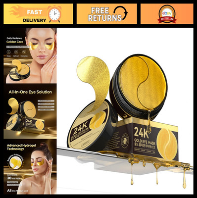 24K Gold Eye Patches - Hydrating Hydrogel Mask for Dark Circles, Puffiness, Wrin