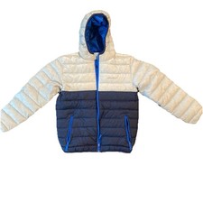 Eddie Bauer Gray Puffer Jacket Hooded Duck Down Lightweight Youth Sz L 14-16 