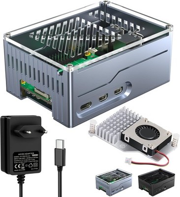 Gehäuse für Raspberry Pi 5 Support SSD PCIe M.2 NVMe Hat Key-M Shield Top X