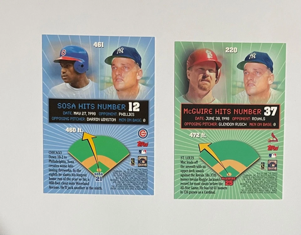 Juego parcial de béisbol Topps 1999 446/463 - tarjetas de jonrón McGwire/Sosa incluidas Foto 3 de 4