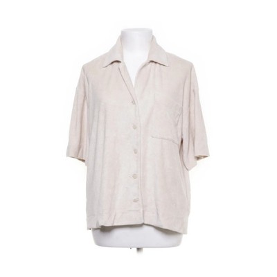 H&M, Kurzarmhemd, Größe: M, Beige, Baumwolle/Polyester, Einfarbig, Frottee #unK