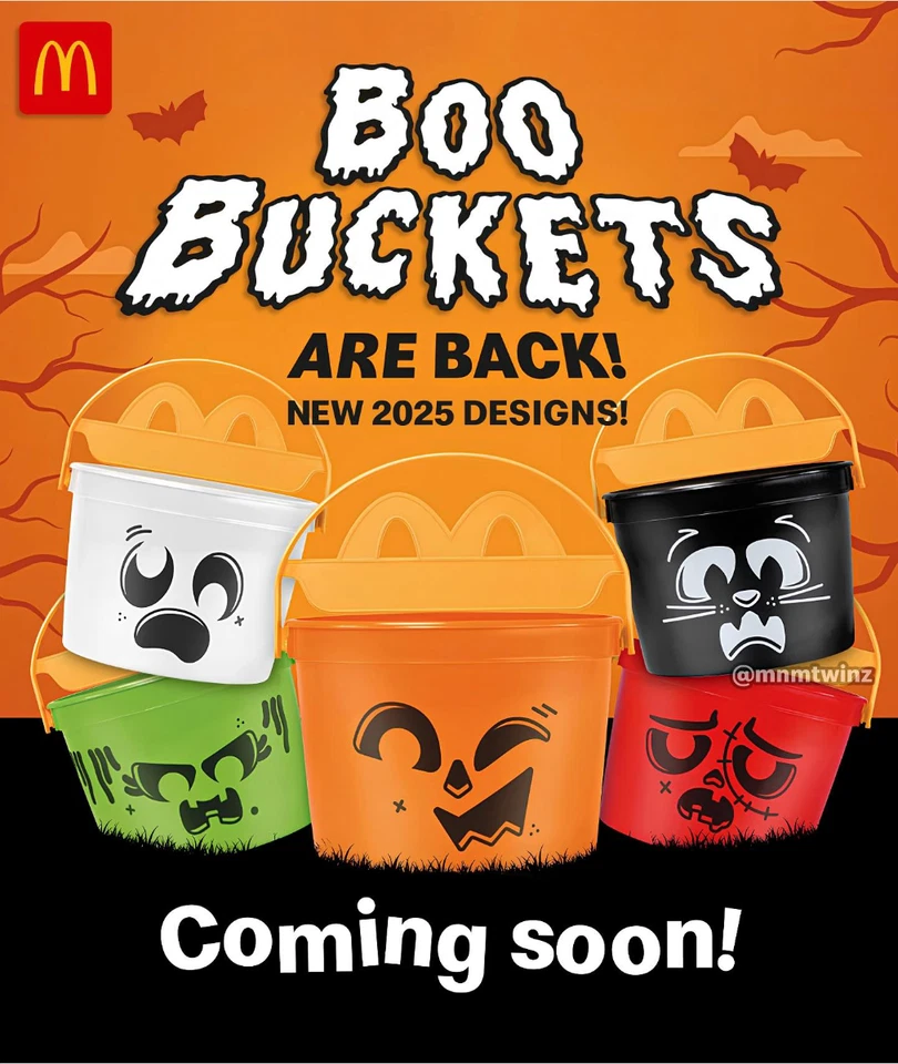 2025 McDONALD'S Halloween Bucket Pail Classic Boo Buckets HAPPY MEAL TOYS or Set - Image 2 of 2