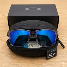 Oakley Holbrook Sunglasses Grey Smoke Frame Prizm Sapphire Blue Mirror Lens