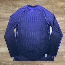 Nike Pro Combat Hyperwarm Fitted Shirt Men's Sz S Purple Dri Fit Long Sleeve