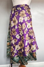 Plus Size Midi Wrap Skirt Indian ethnic hippy festival sari sarong forest grape
