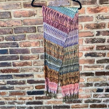 Women's Multicolored Printed Fringed Rectangle Scarf
