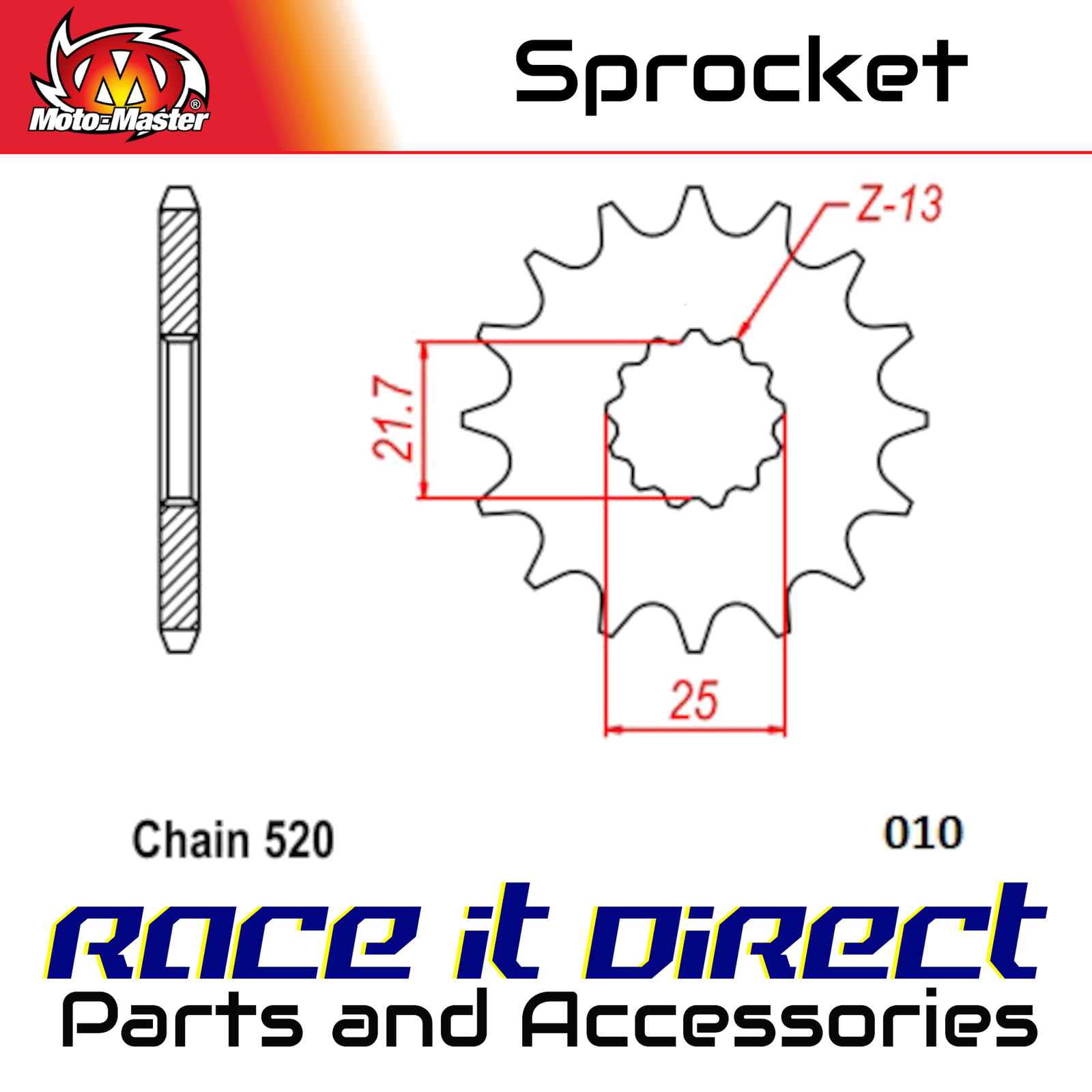 Sprocket for YAMAHA WR 426 F 2001-2002 Front Nitro Steel 13T MotoMaster