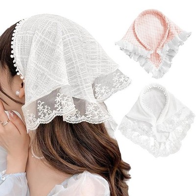 2 Pcs Hairbands for Women Stylish Triangle Lace Soft Lightweight Head Scarf 