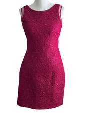 Hailey Logan by Adrianna Papell DRESS Size L Fuchsia Textured Metallic Sheath