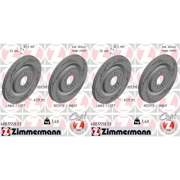 2X Zimmermann Black Z Bremsscheiben 330Mm Geschlitzt InnenbelÜFtet Hinten Passen-image