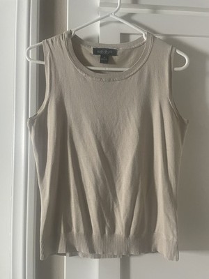 August Silk Beige Crew Neck Knit Tank Top Size M